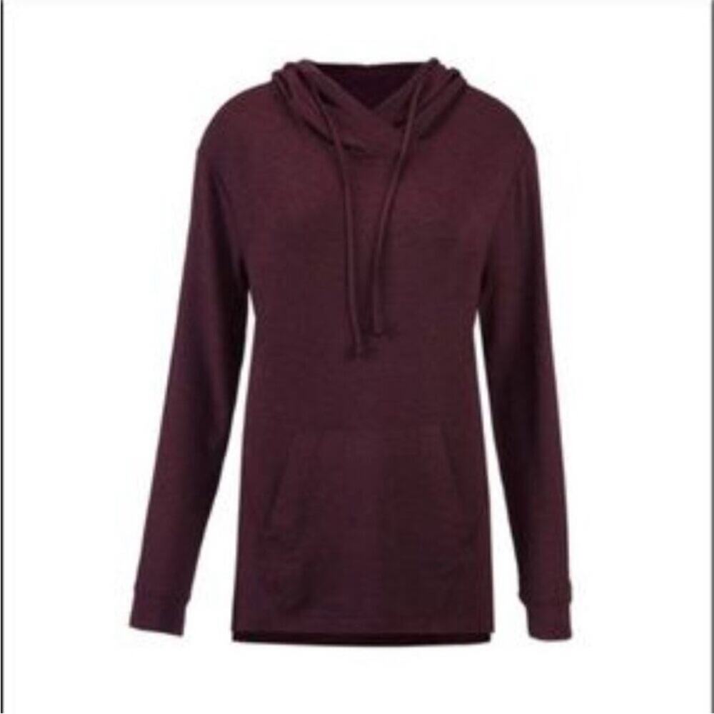 Cabi Hype Hoodie plum maroon hooded long sleeve knit tunic top size Small #3625‎